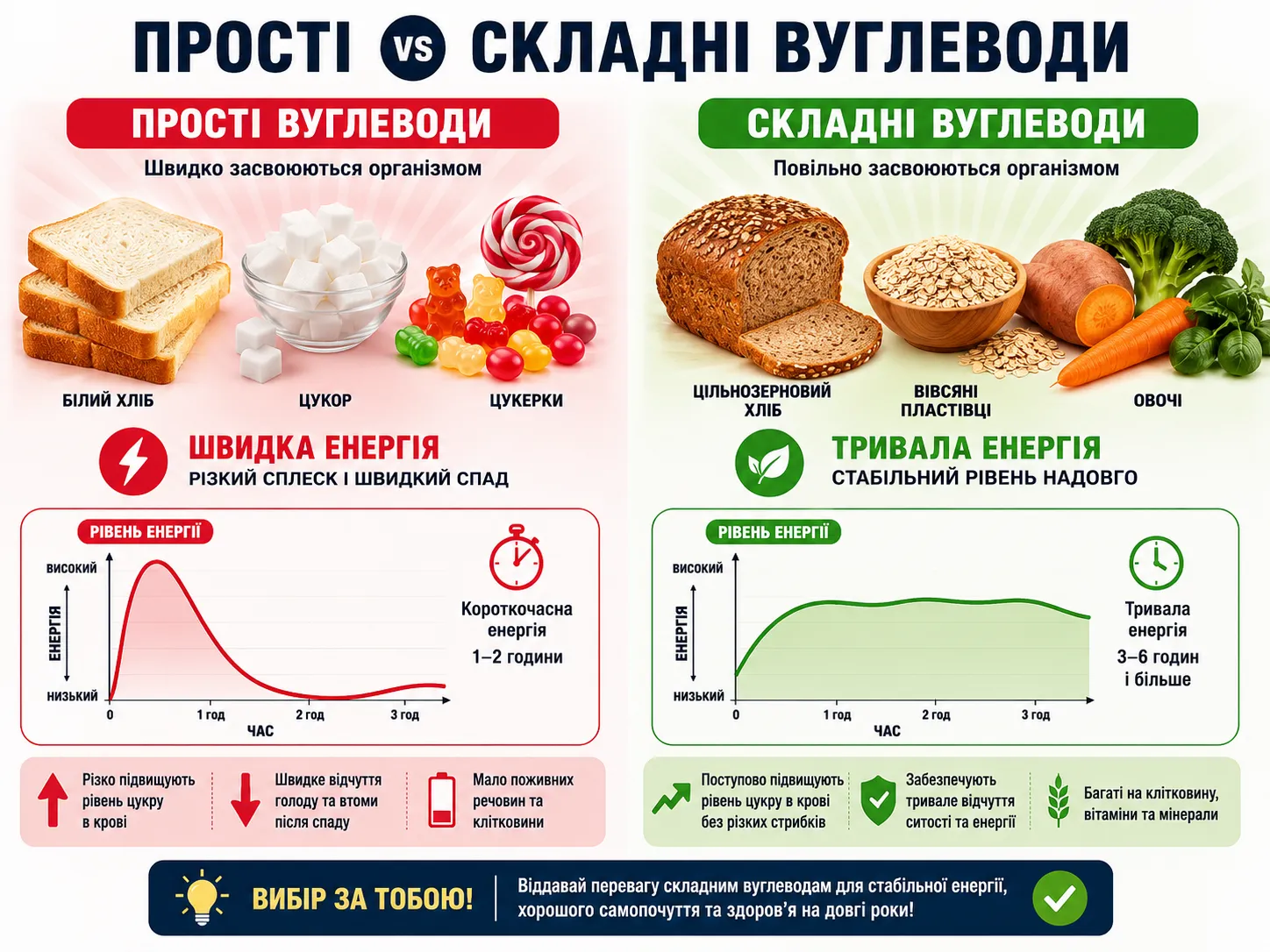 Прості та складні вуглеводи: порівняння джерел енергії